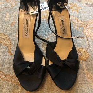 Size 38, Jimmy Choo ladies black satin sandals